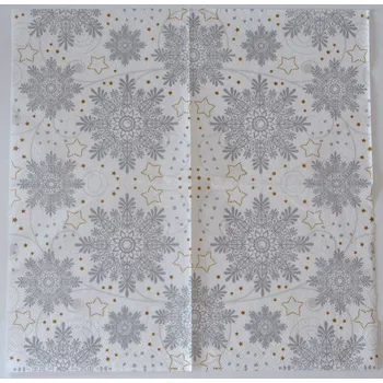 Ubrousek na decoupage - Zima a Vánoce - Vločky stříbrné