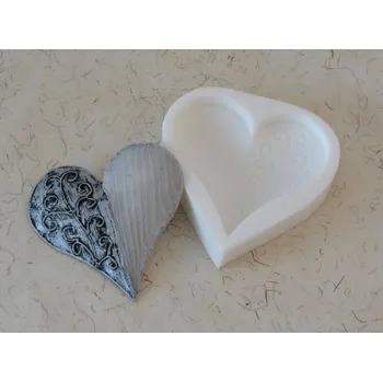 Silikonová forma - Srdce ploché půlené 98 x 100 x 18 mm