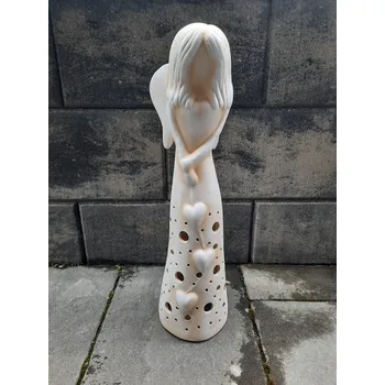 Vánoční svícen Makra Anděl střední bílý dírky 49 cm