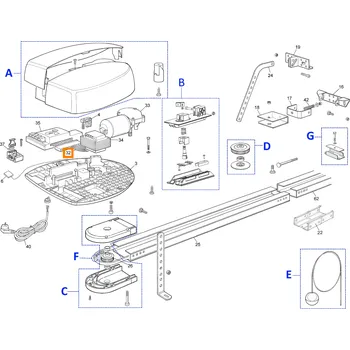 Pohon brány Nice CA38.5320 kabelový svazek SN6031
