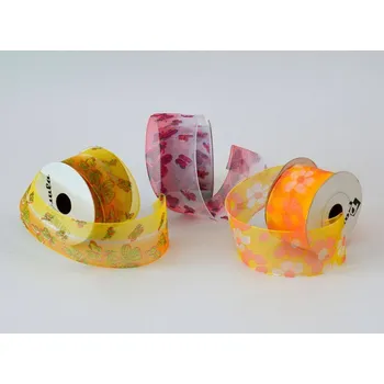 Stuha Stuha s potiskem organza 4 cm, délka 9 m A