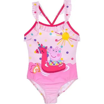 Dívčí plavky SunCity • Dívčí jednodílné puntíkované plavky Prasátko Peppa EU 110 Růžová