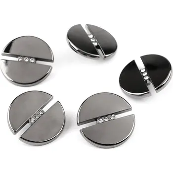 Knoflík Kovový knoflík s broušenými kamínky velikost 28"; 38", barva 2 (38") nikl černý