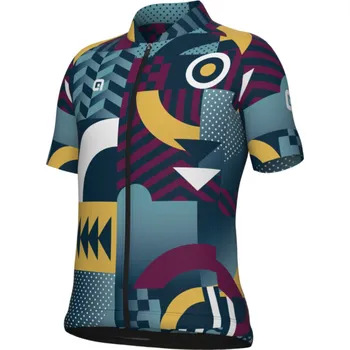 cyklistický dres ALÉ Cyklistický dres s krátkým rukávem - KID GAMES - fialová/tyrkysová/žlutá