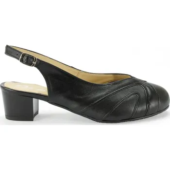 Dámské sandále Sandály dámské na podpatku De Plus 9629-K-1222 černé kožené na široké chodidlo - 44