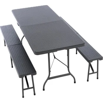 Zahradní lavice Zahradní set 75 x 61 x 61 cm, ratanový design, antracit