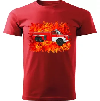 Chlapecké tričko tričko pro hasiče Hasičské auto 138 CAS 32 červené 146 (dětské hasičské tričko )