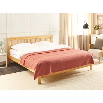 Přehoz na lůžko Bavlněný přehoz na postel oboustranný 200 x 220 cm červená stylový do ložnice pokoje pro hosty Beliani