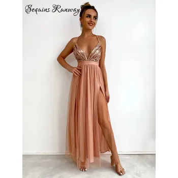 Dámské šaty Dlouhé večerní šaty Sequins SQ759 Barva: Barevná, Velikost: L