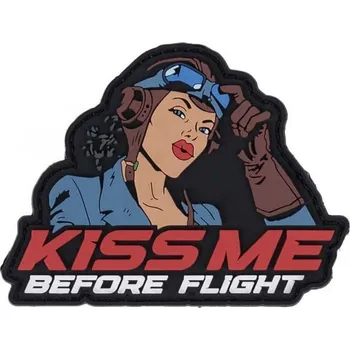 Nášivka 101INC Nášivka 3D plastová KISS ME BEFORE FLIGHT velcro