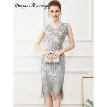 Dámské šaty Klubové krátké šaty Sequins SQ603 Velikost: L, Barva (Varianta): 23046-šedá