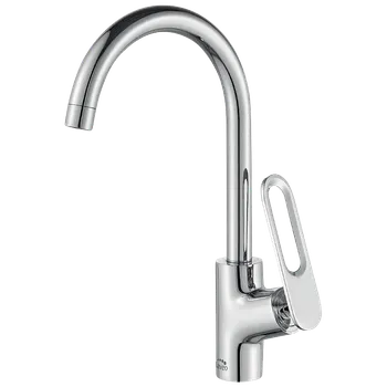 Laveo Tierra, dřezová baterie s výlevkou ve tvaru U h-355, chromová, LAV-BAJ_068D