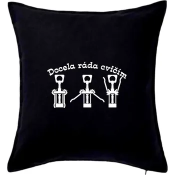 Polštář Docela ráda cvičím - Polštář 50x50 - 50x50 - Pouze potah ( Černá )