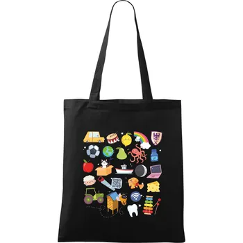 Obrázková abeceda - Taška bavlněná - 42 x 38 cm ( Černá )