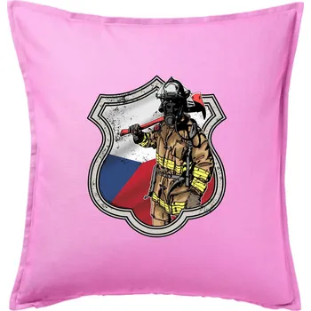 Polštář Hasič erb - Česká vlajka - Polštář 50x50 - 50x50 - Pouze potah ( Růžová )