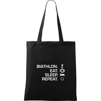 Biathlon Eat Sleep Repeat - Taška bavlněná - 42 x 38 cm ( Černá )