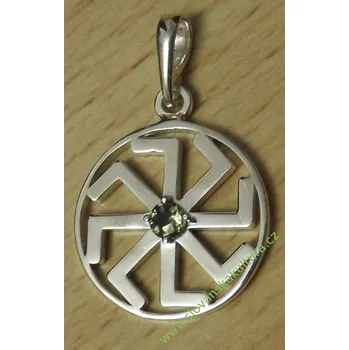 Přívěsek Stříbrný přívěsek s vltavínem - Koladník Rhodiování: Bez Rhodia