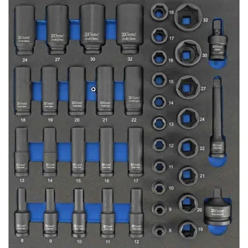 Profesionální úderové nástrčné hlavice 8-32mm, 41 ks, vložka do dílenského vozíku Condor