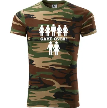 Pánské tričko Game over svatba - Army CAMOUFLAGE - XS ( Hnědý maskáč )