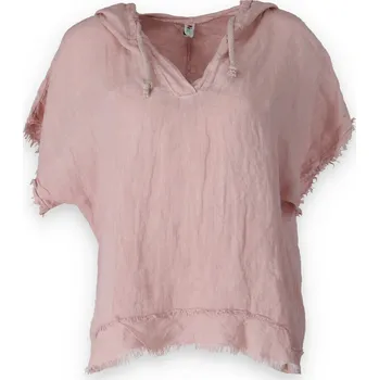 Dámské tričko Halenka s kapucí len 2269 Itálie barva: růžová-starorůžová, velikost: Univerzální-jedna velikost