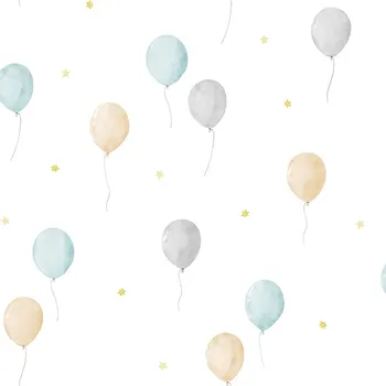 Tapeta ICH Wallcoverings Dětská vliesová tapeta s balonky a hvězdičkami, 970-3, Mika, ICH Wallcoverings, velikost 10,05 x 0,53 m