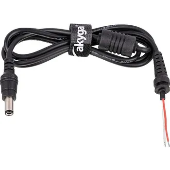 Napájecí kabel AKYGA Kabel 2x0,5mm2 vodiče,DC 6,3/3,0 zástrčka přímý černá 1,2m