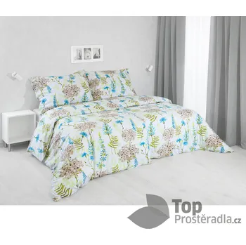 Povlečení Bavlněné povlečení 140x200+70x90 Luční květiny azurově modré