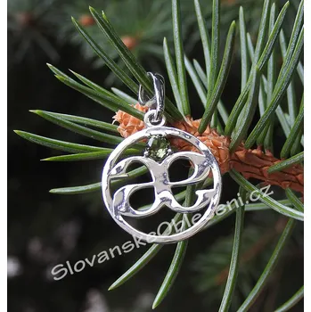 Přívěsek Stříbrný přívěsek s vltavínem - Iža Rhodiování: Bez Rhodia