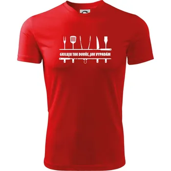 Griluju tak dobře, jak vypadám - Dětské triko sportovní (dresovina) - 146 cm/10 let ( Červená )