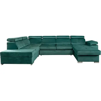 Sedací souprava Rozkládací sedací souprava do U LAMORA s úložným prostorem, pravá, smaragdová