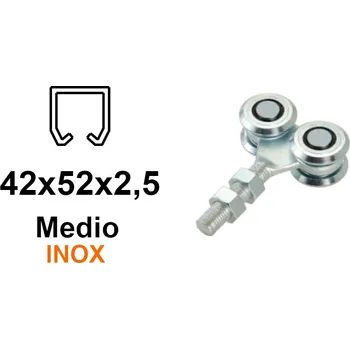 Pohon brány INOX Vozík pro výklopná vrata 4 role pro profil 42×52×2,5