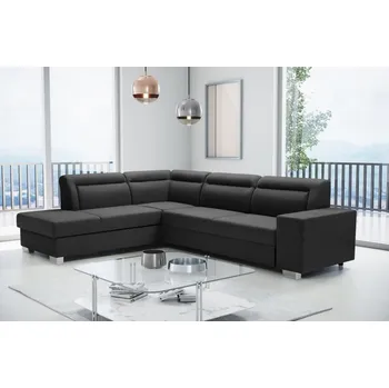 Sedací souprava Falco Rohová sedací souprava Davis, rozkládací s úložným prostorem, levá, černá Inari 100