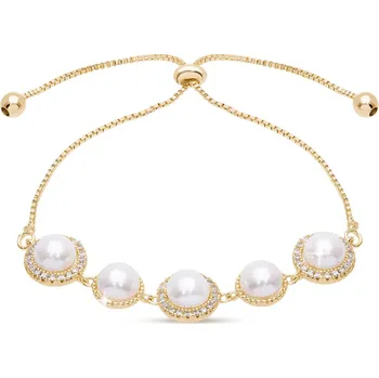 Náramek biju Pozlacený náramek 14k perličky se zirkony 2002607