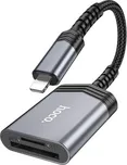 Čtečka paměťových karet HOCO UA25 pro iPhone Lightning, šedá