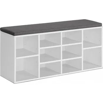 Botník Otevřený botník NICOLAS se sedákem, bílá/šedá