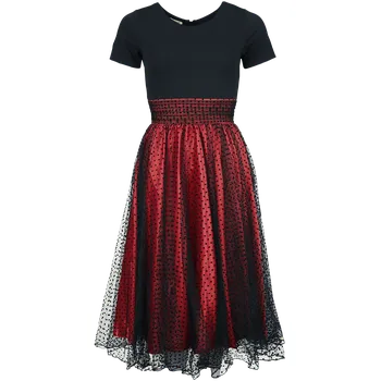 Dámské šaty Středně dlouhé šaty Rockabilly z Belsira - Retrokleid mit Punkten - Ženy - cerná/cervená