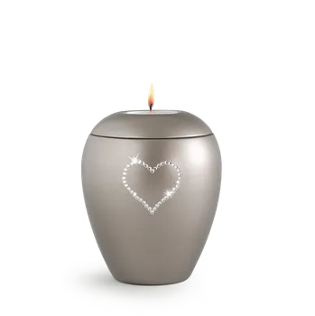 Smuteční dekorace Zvířecí urna Crystal Heart se svíčkou - Fumé 1,5l