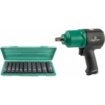Pneumatický rázový utahovák 1/2" 1080Nm se sadou 1/2" dlouhých rázových hlavic Jonnesway JAI-1524 + S03AD4111S