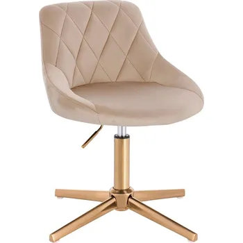 Otočné křeslo Kvam velur na zlatém kříži - béžový