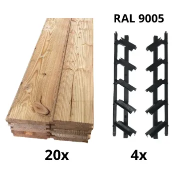Zahradní altán Samkit SET black - 1200*2000mm (20ks modřínových desek a 4x samkit)