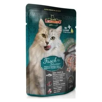 Krmivo pro kočku 3ks Leonardo Kapsička - Ryba a krevety 85g