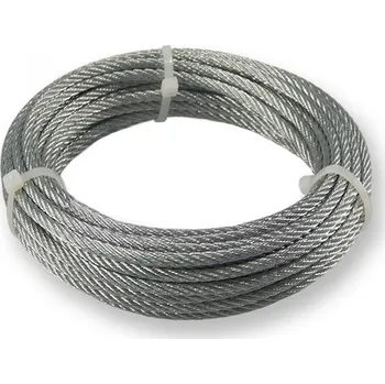 Železářství Ocelové lano pozinkované 5,0 mm, EN12385-4, cívka 100m, kruh 10m balení - cívka/malý kruh 10m/20m: kruh 10m