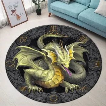 Koberec Kulatý protiskluzový koberec do obýváku motiv Drak - 9,40 cm x 40 cm