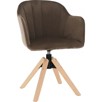 Křeslo Designové otočné křeslo DALIO, Velvet látka, šedohnědá taupe/buk