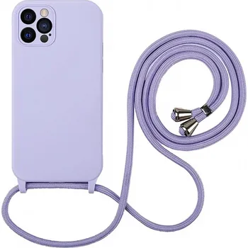 Pouzdro na mobilní telefon Silikonový kryt se šňůrkou a ochranou fotoaparátu pro iPhone X/XS Barva: Levandulová