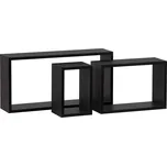 Autronic Nástěnná polička P-009 BK, sada 3 ks, barva černá matná