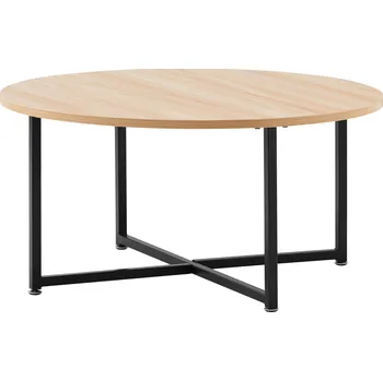 Konferenční stolek Kulatý konferenční stolek SAFRON, dub/černý kov