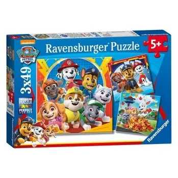 Puzzle Ravensburger Puzzle Tlapková patrola - Hrátky v listí 3 x 49 dílků