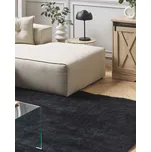 Koberec černý 200 x 200 cm Chlupatá bavlna s příjemným faktorem prošívaný čtverec moderní Beliani