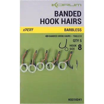 Korum Háček s Gumičkou Banded Hook Hairs Barbless - Velikost 12